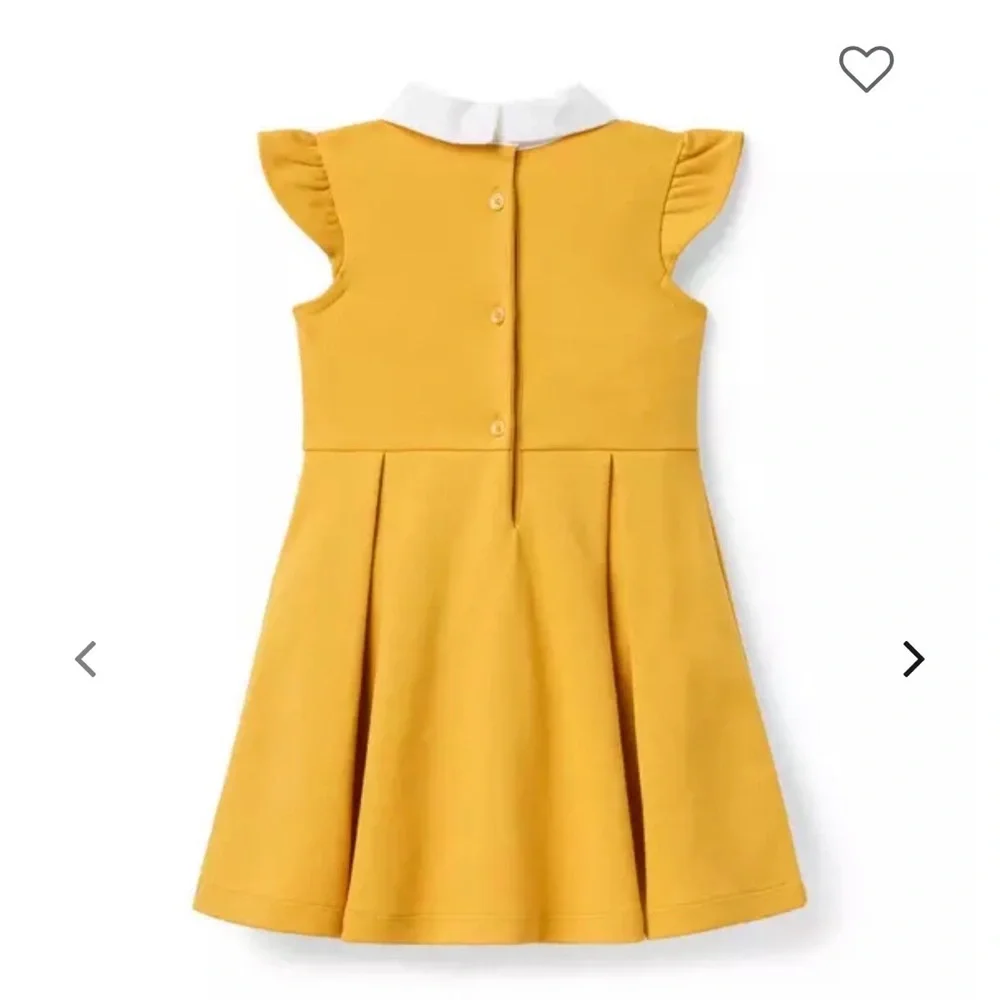 Janie and Jack flutter Sleeve Ponte dress size 8 cotton golden yellow white new